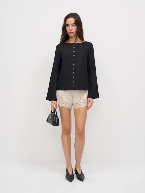 Lucia Linen Jacket - Black